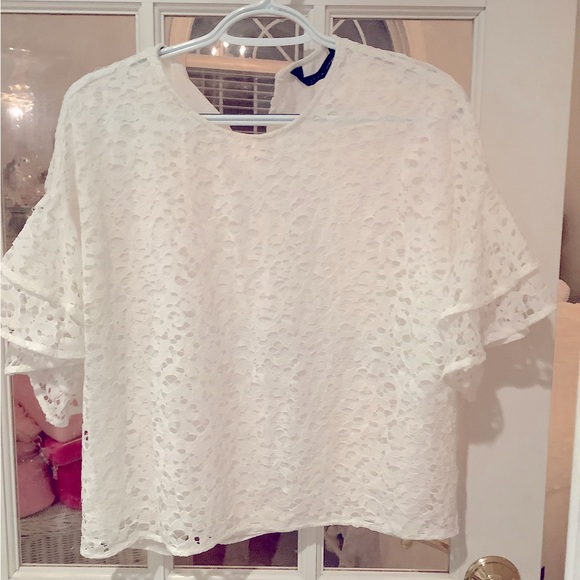 ZARA Elegant White Lace Women's Top - Picture 5 of 5